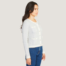Load image into Gallery viewer, Women&#39;s Cropped Sequin banded Jacket in Polar/Frost by Autumn Cashmere