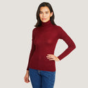Women's Rib Turtleneck in Merlot by Autumn Cashmere.