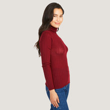 Load image into Gallery viewer, Women&#39;s Rib Turtleneck in Merlot by Autumn Cashmere.