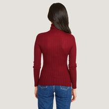 Load image into Gallery viewer, Women&#39;s Rib Turtleneck in Merlot by Autumn Cashmere.