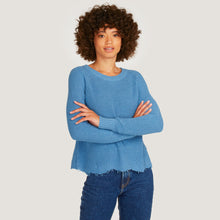 Load image into Gallery viewer, Women&#39;s Distressed Scallop Shaker in Wedgewood by Autumn Cashmere