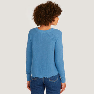 Women's Distressed Scallop Shaker in Wedgewood by Autumn Cashmere