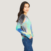 Load image into Gallery viewer, Printed Oil Slick Crew by Autumn Cashmere. Women&#39;s Tie Dyed Sweater.