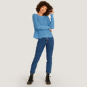 Women's Distressed Scallop Shaker in Wedgewood by Autumn Cashmere