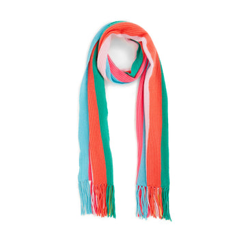 Rainbow Stripe Scarf in Bright Combo by Autumn Cashmere. 100% Cashmere. 