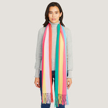 Load image into Gallery viewer, Rainbow Stripe Scarf in Bright Combo by Autumn Cashmere. 100% Cashmere. 