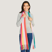 Load image into Gallery viewer, Rainbow Stripe Scarf in Bright Combo by Autumn Cashmere. 100% Cashmere. 