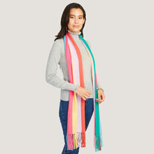 Load image into Gallery viewer, Rainbow Stripe Scarf in Bright Combo by Autumn Cashmere. 100% Cashmere. 