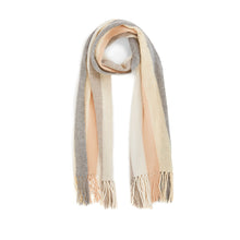Load image into Gallery viewer, Rainbow Stripe Scarf in Neutral Combo by Autumn Cashmere. 100% Cashmere.