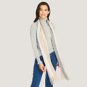 Rainbow Stripe Scarf in Neutral Combo by Autumn Cashmere. 100% Cashmere.