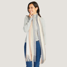 Load image into Gallery viewer, Rainbow Stripe Scarf in Neutral Combo by Autumn Cashmere. 100% Cashmere.