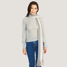Load image into Gallery viewer, Rainbow Stripe Scarf in Neutral Combo by Autumn Cashmere. 100% Cashmere.