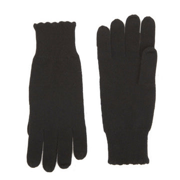 Women's Scallop Edge Gloves in Black by Autumn Cashmere