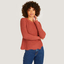 Women's Distressed Scallop Shaker in Tea Rose by Autumn Cashmere