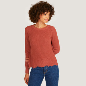 Women's Distressed Scallop Shaker in Tea Rose by Autumn Cashmere