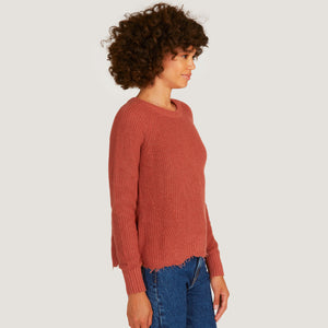 Women's Distressed Scallop Shaker in Tea Rose by Autumn Cashmere