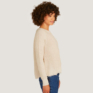Distressed Scallop Shaker in Natural Neutral Beige by Autumn Cashmere