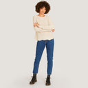 Distressed Scallop Shaker in Natural Neutral Beige by Autumn Cashmere