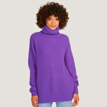 Load image into Gallery viewer, Women&#39;s Oversized Turtleneck in Heliotrope Purple by Autumn Cashmere