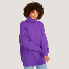Load image into Gallery viewer, Women&#39;s Oversized Turtleneck in Heliotrope Purple by Autumn Cashmere