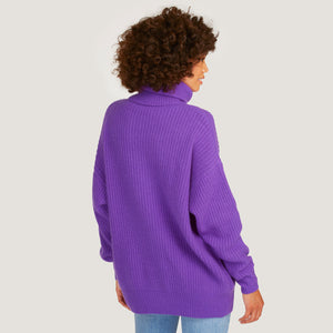 Women's Oversized Turtleneck in Heliotrope Purple by Autumn Cashmere