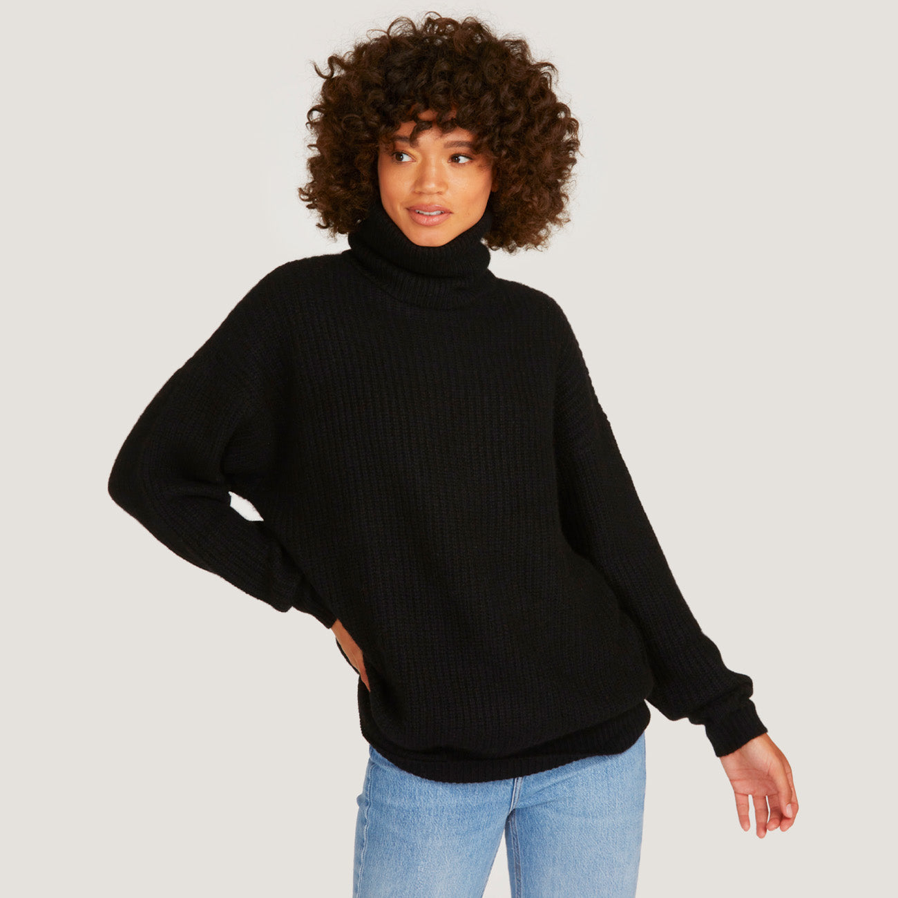 black turtleneck sweater oversized