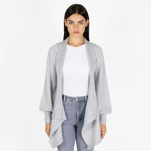 Puff Sleeve Rib Drape in Pearl