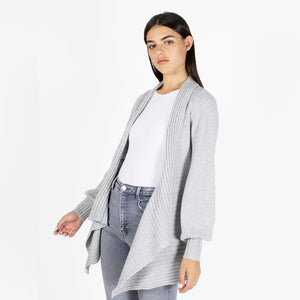 Puff Sleeve Rib Drape in Pearl