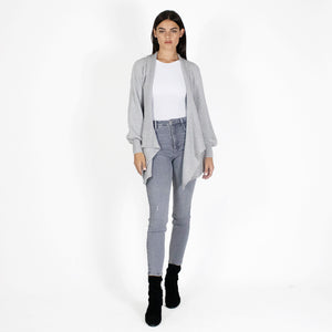Puff Sleeve Rib Drape in Pearl