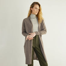Load image into Gallery viewer, Women&#39;s Open Duster with Pockets in Mulch by Autumn Cashmere