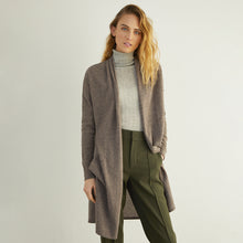 Load image into Gallery viewer, Women&#39;s Open Duster with Pockets in Mulch by Autumn Cashmere