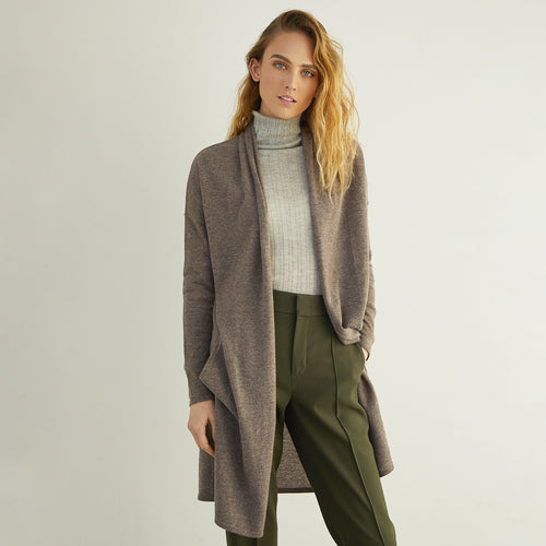 Women's Open Duster with Pockets in Mulch by Autumn Cashmere