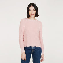 Load image into Gallery viewer, Women’s Distressed Scallop Shaker in Pink Rose by Autumn Cashmere