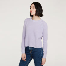 Load image into Gallery viewer, Women’s Distressed Scallop Shaker in Vapor Lavender by Autumn Cashmere