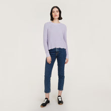 Load image into Gallery viewer, Women’s Distressed Scallop Shaker in Vapor Lavender by Autumn Cashmere