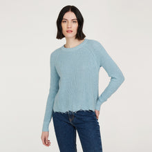 Load image into Gallery viewer, Women’s Distressed Scallop Shaker in Wrangler Blue by Autumn Cashmere