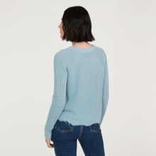Load image into Gallery viewer, Women’s Distressed Scallop Shaker in Wrangler Blue by Autumn Cashmere