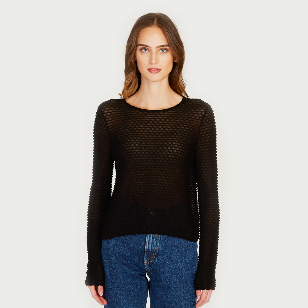 Shadow Diamond Pattern Crew in Black