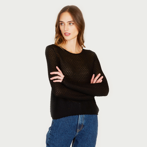 Shadow Diamond Pattern Crew in Black
