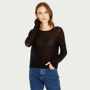 Shadow Diamond Pattern Crew in Black