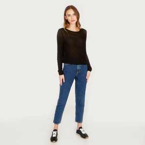 Shadow Diamond Pattern Crew in Black