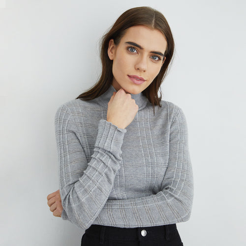 Shadow Stripe Mock Neck