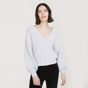 Women's Fancy Stitch Oversize V in Platinum Gray by Autumn Cashmere