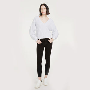Women's Fancy Stitch Oversize V in Platinum Gray by Autumn Cashmere