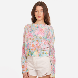 Pointelle Daisy Print Crew