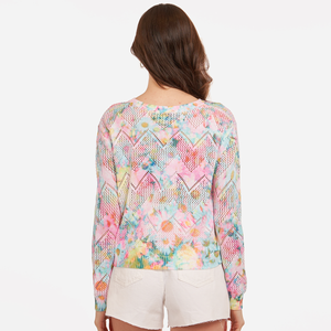 Pointelle Daisy Print Crew