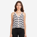 Flame Stitch Button Front Halter in Blue