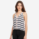 Flame Stitch Button Front Halter in Blue