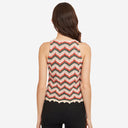 Flame Stitch Button Front Halter in Papaya