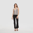 Flame Stitch Button Front Halter in Sweatshirt